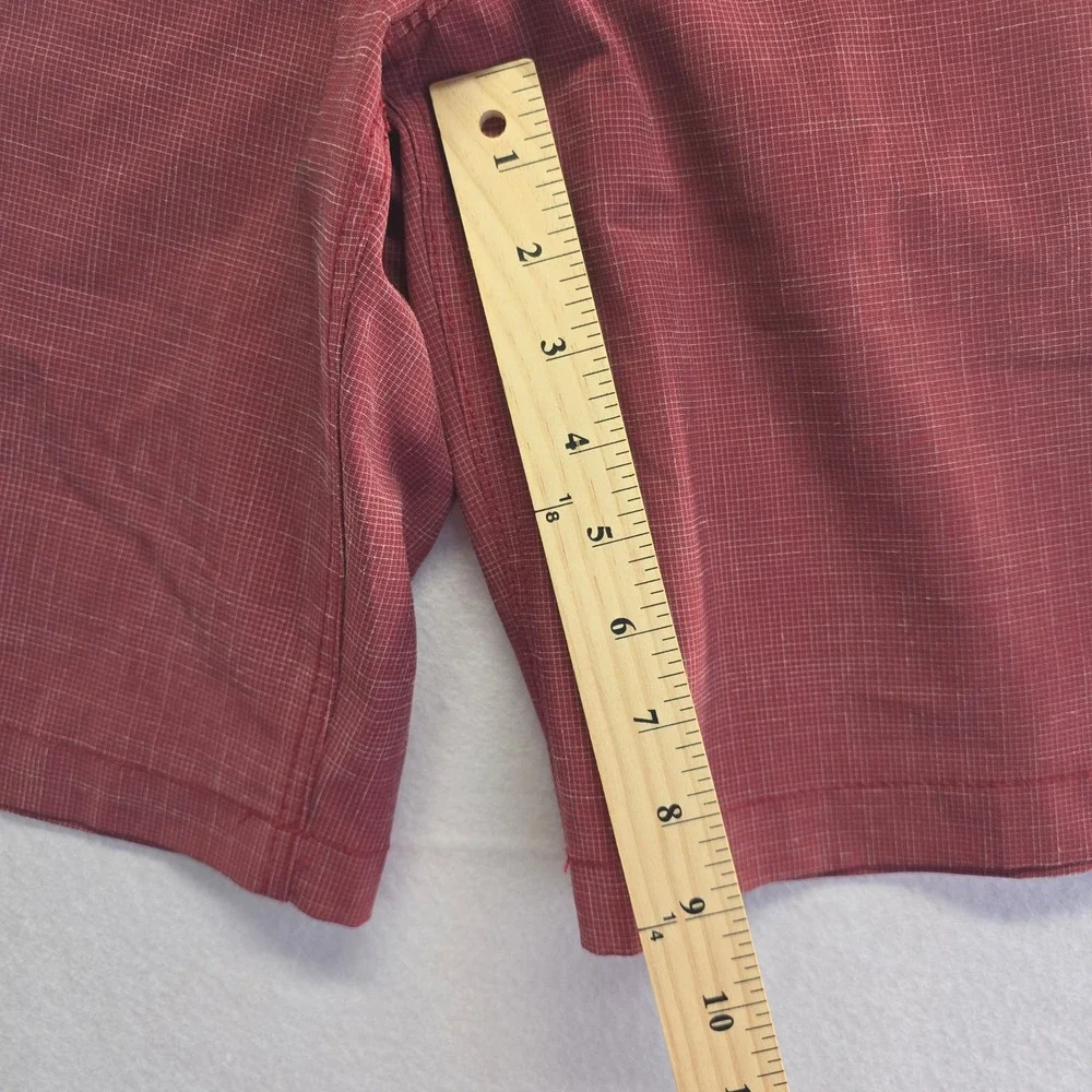 GH‎ Bass & Co Mens Burgundy Checkered Flat Front Shorts Size 34
